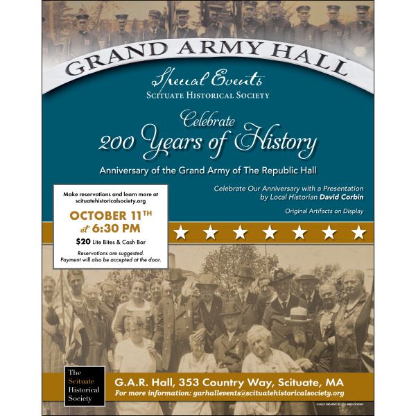 Celebrate 200 Years of History - Anniversary of GAR Hall - October 11 at 6:30 pm